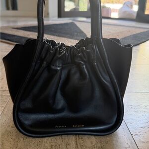 Proenza Schouler Black Leather Tote/Crossbody with Gold Logo